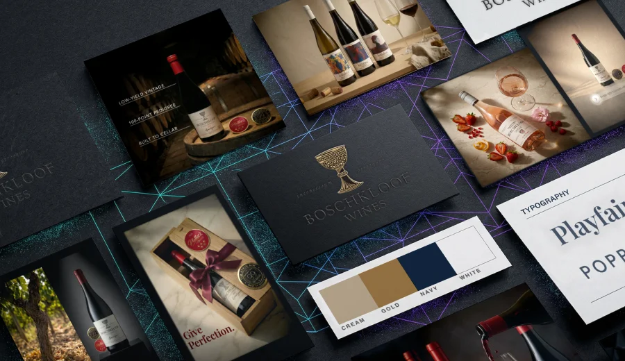 saffary.digital Omnichannel Expansion Boschkloof Wines branding and imagery moodboard horizontal